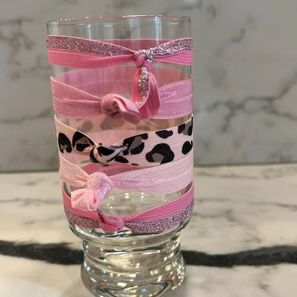 NEW ❤️ Set of 5 Pink Leopard Hairties